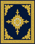 Ornate Golden Medallion Border Design Rug