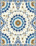 Intricate Blue Brown Radial Starburst Rug