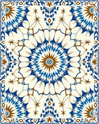 Intricate Blue Brown Radial Starburst Rug