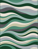 Abstract Green Wave Pattern Design Rug
