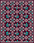 Regal Teal Pink Floral Scroll Rug