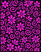 Whimsical Pink Floral Swirl Pattern Rug