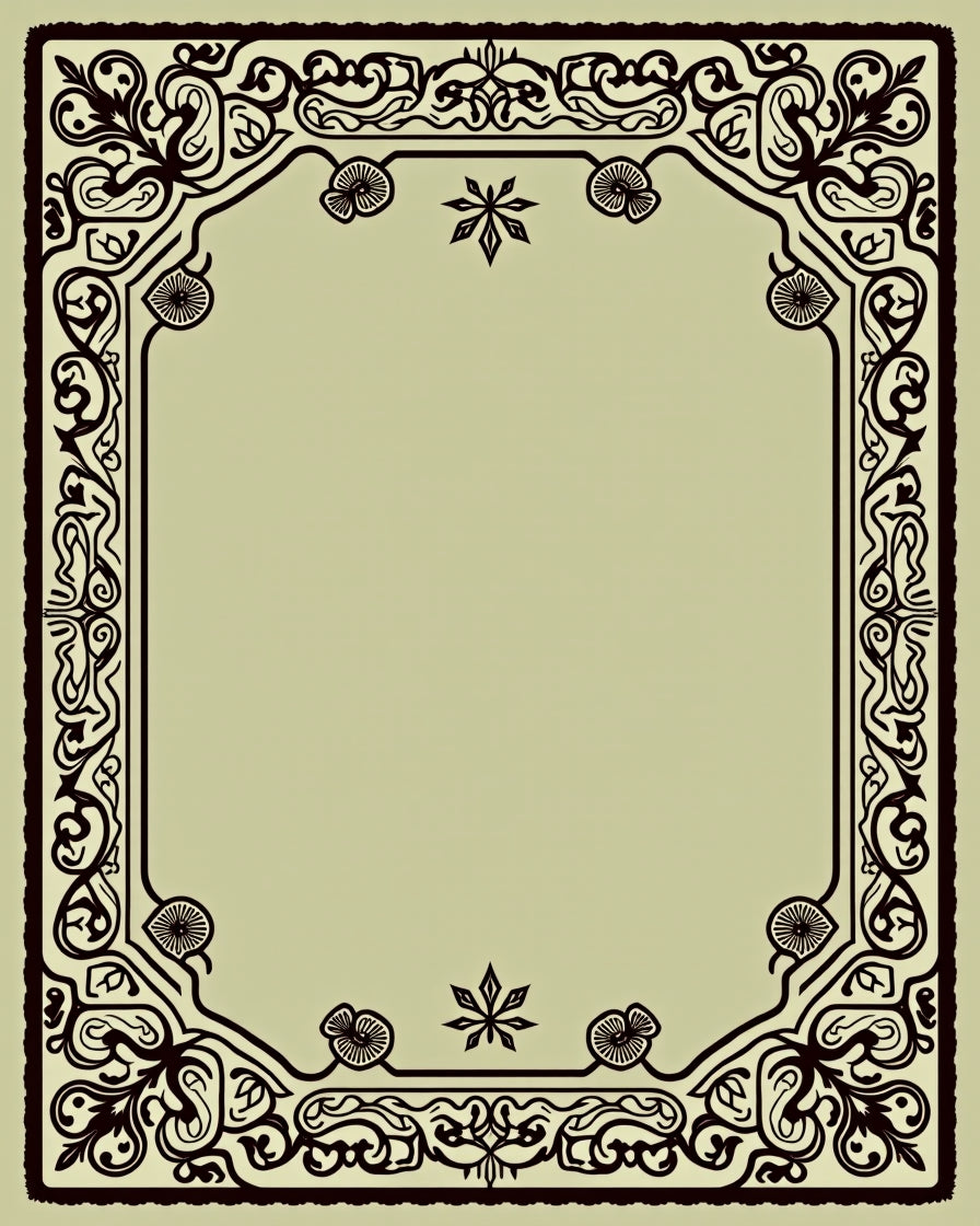 Classic Dark Botanical Swirl Frame Rug
