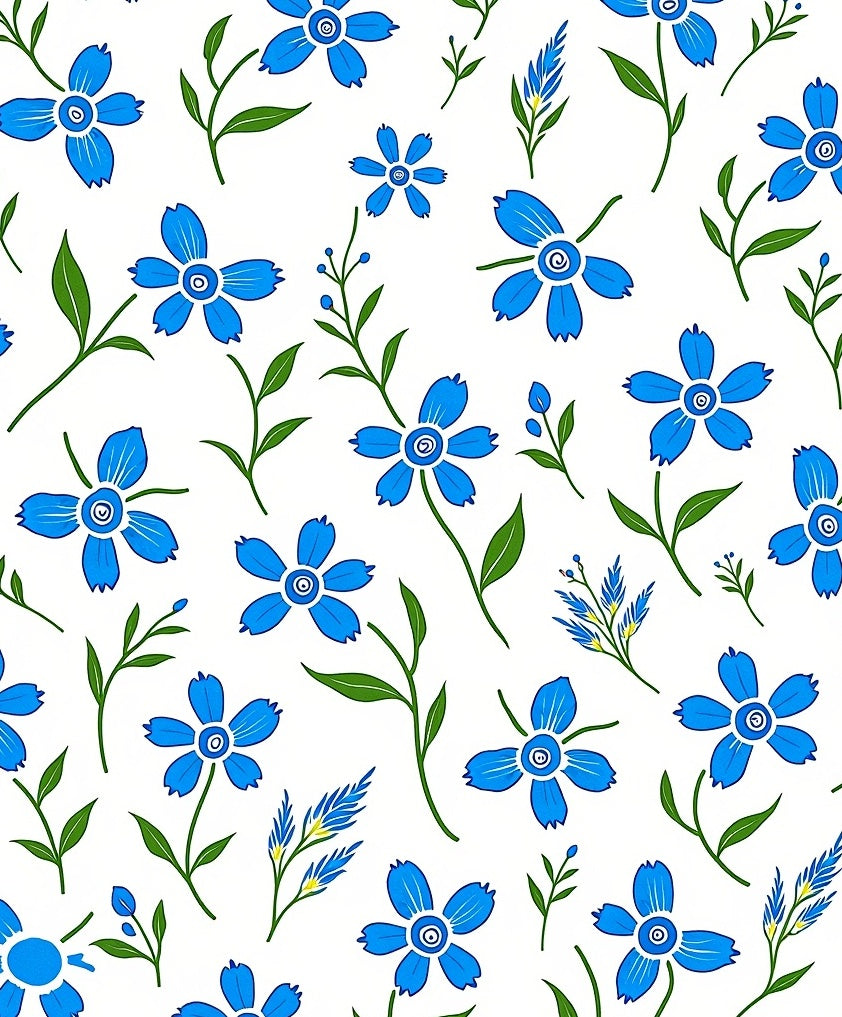 Blue Wildflowers Pattern Design Rug