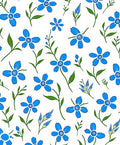 Blue Wildflowers Pattern Design Rug