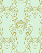 Gold Swirling Floral Damask Rug