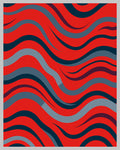 Red Blue Wavy Stripe Pattern Rug