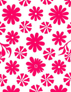 Bright Pink Flower Pattern Rug