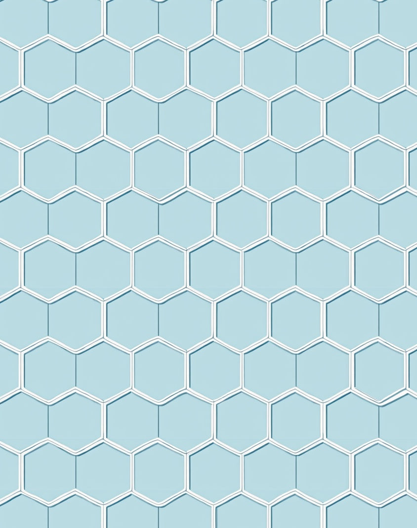Modern Light Blue Hexagon Pattern Rug