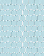 Modern Light Blue Hexagon Pattern Rug