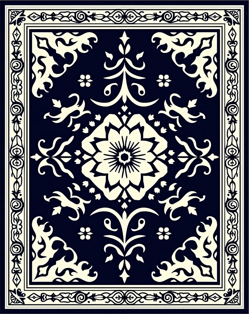 Classic Floral Medallion Symmetry Rug