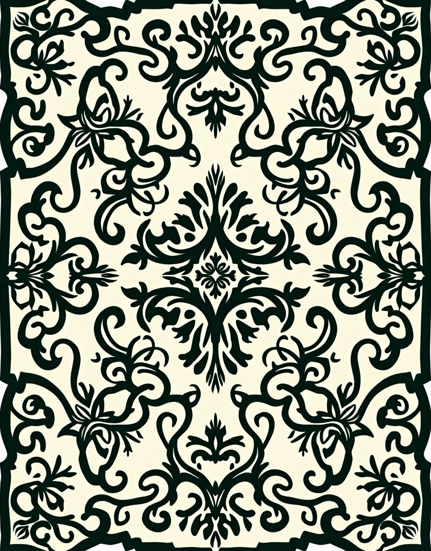 Damask Floral Patterned Classic Rug