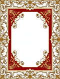 Golden Floral Red Border Rug