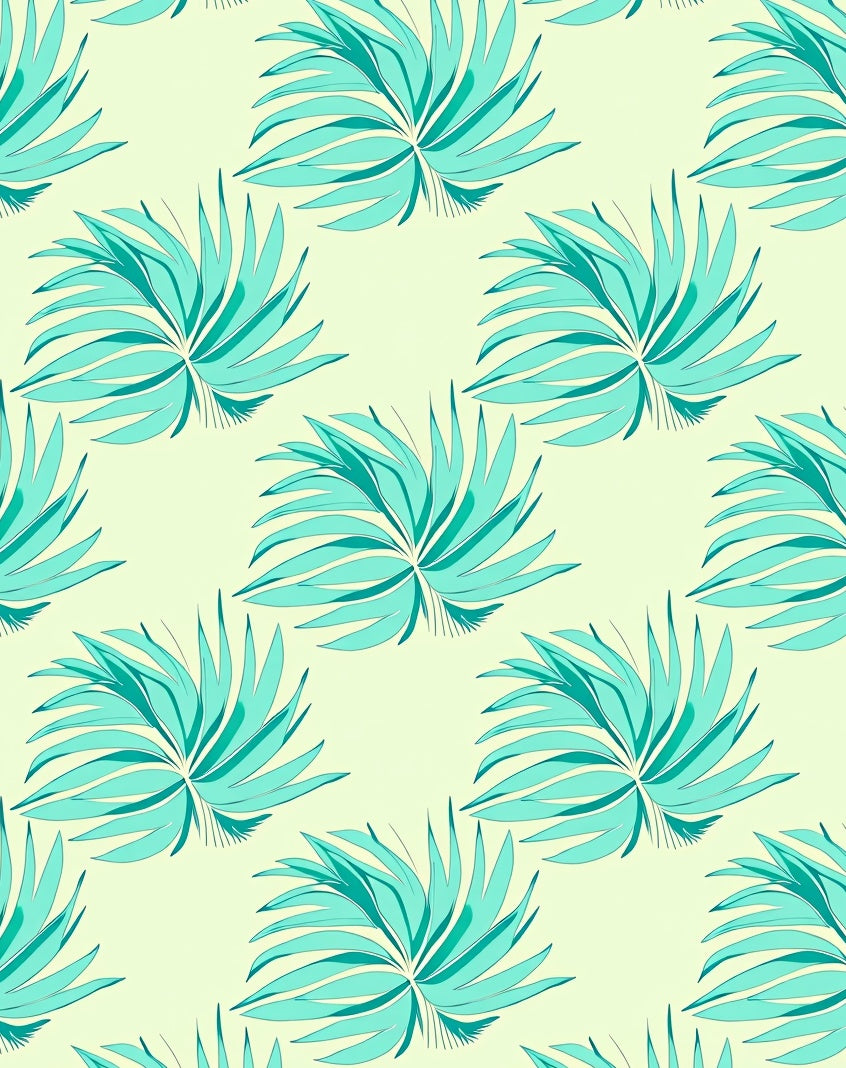 Aqua Leaf Pattern Design Rug