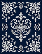 White Floral Filigree Damask Pattern Rug