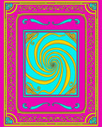Vibrant Psychedelic Swirl Border Rug
