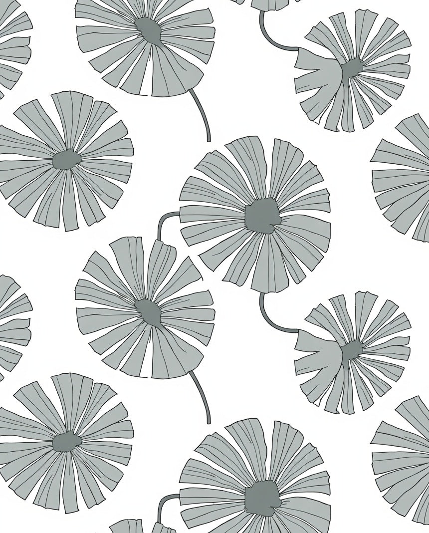 Gray Floral Sunburst Pattern Rug