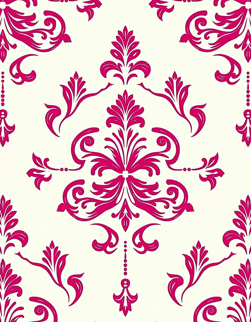 Royal Magenta Damask Pattern Rug