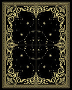 Vintage Black Gold Celestial Border Rug