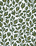 Dark Green Leafy Branch Pattern Rug
