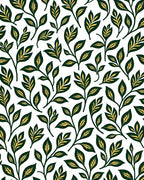 Dark Green Leafy Branch Pattern Rug