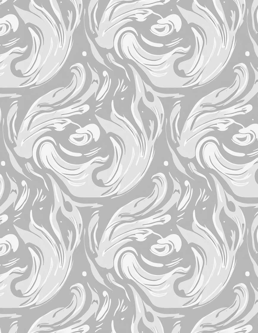Abstract Swirl Gray White Pattern Rug
