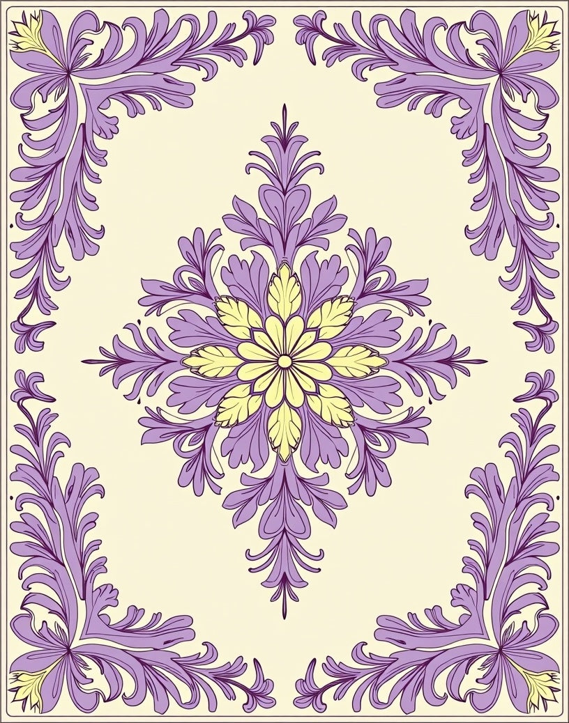 Elegant Floral Scrollwork Pattern Rug