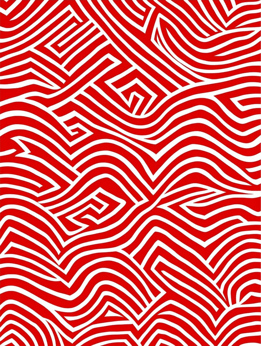 Red White Abstract Geometric Rug