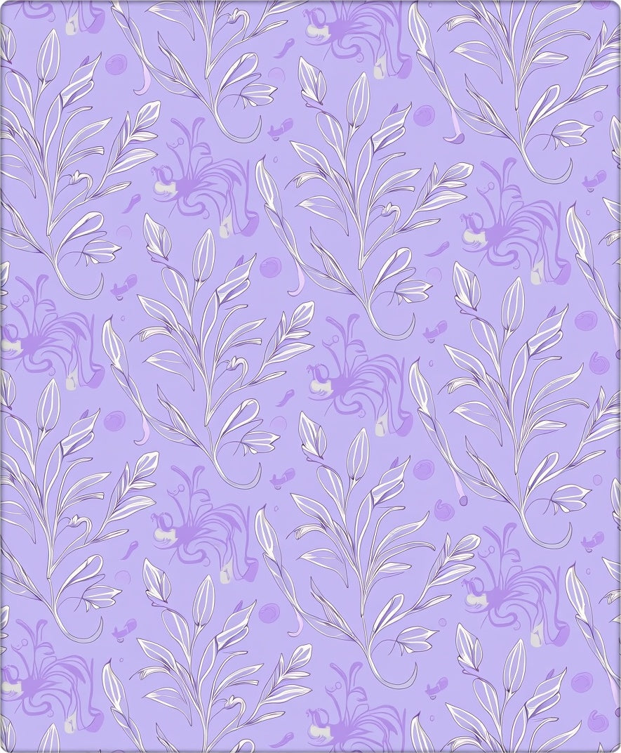 Delicate Floral Vine Lilac Pattern Rug