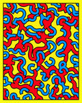 Bold Red Blue Abstract Pattern Rug