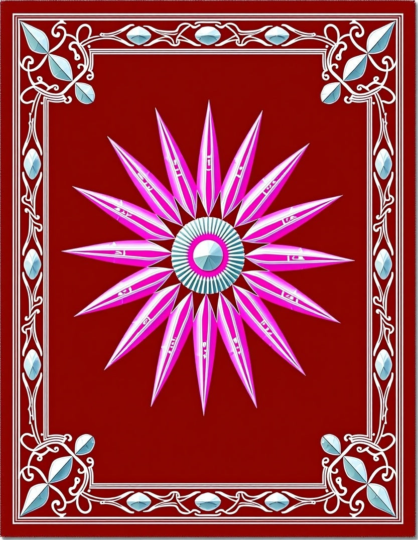 Radiant Pink Starburst Floral Pattern Rug