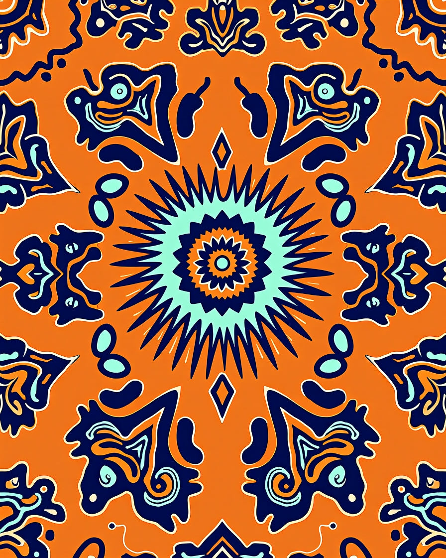 Vibrant Orange Abstract Mandala Pattern Rug