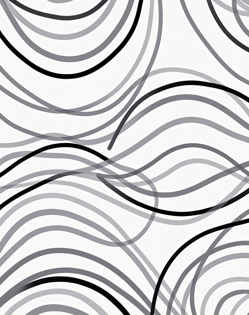 Monochrome Wave Pattern Rug