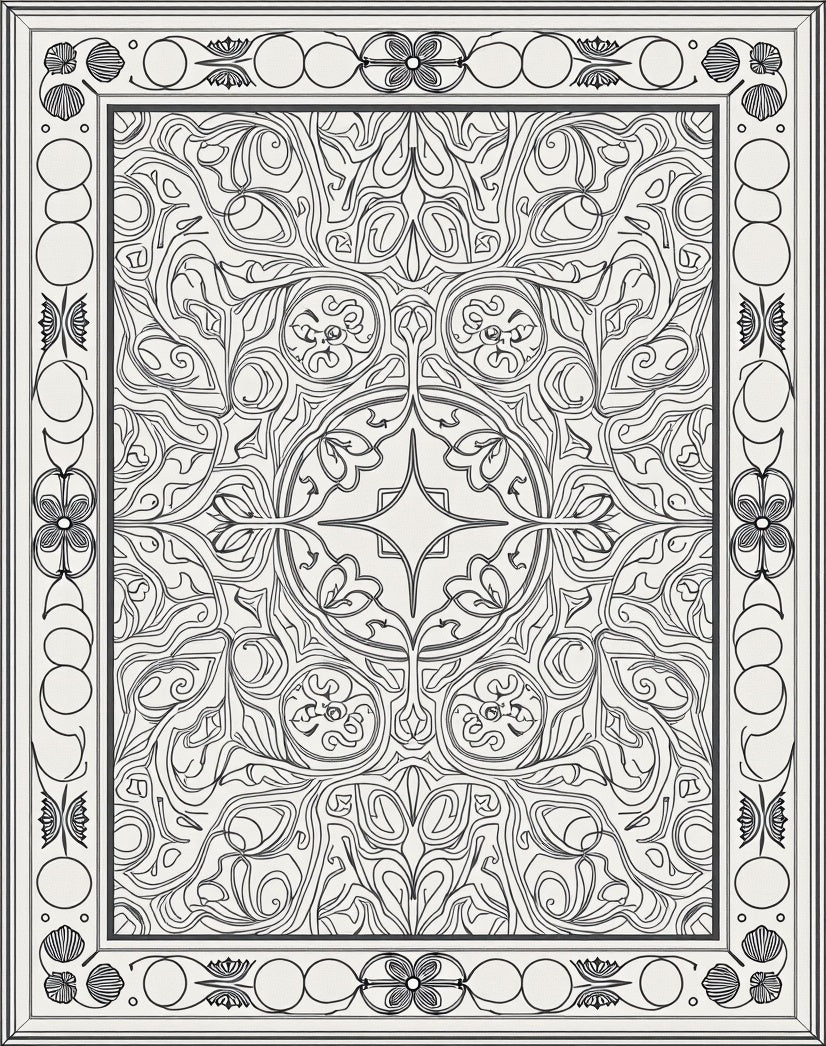 Ornate Floral Symmetry Pattern Rug