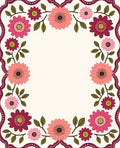 Whimsical Flowers With Pretty Border Design Rug
