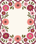 Whimsical Flowers With Pretty Border Design Rug