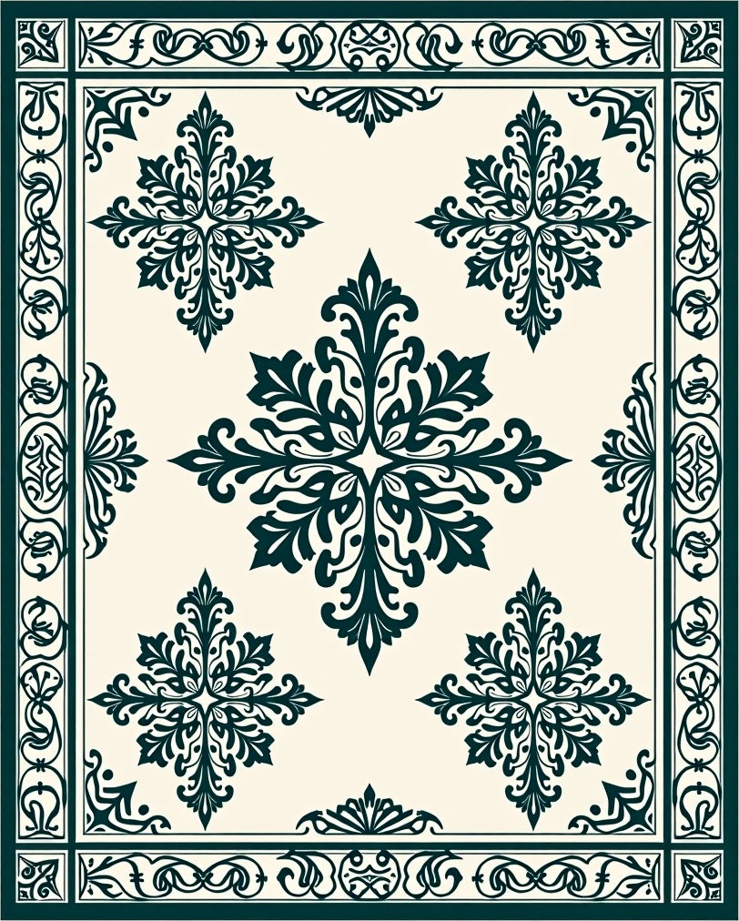 Ornate Floral Symmetry Rug