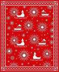 Crimson Red Sleighs Sunburst Snowflake Rug