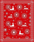Crimson Red Sleighs Sunburst Snowflake Rug