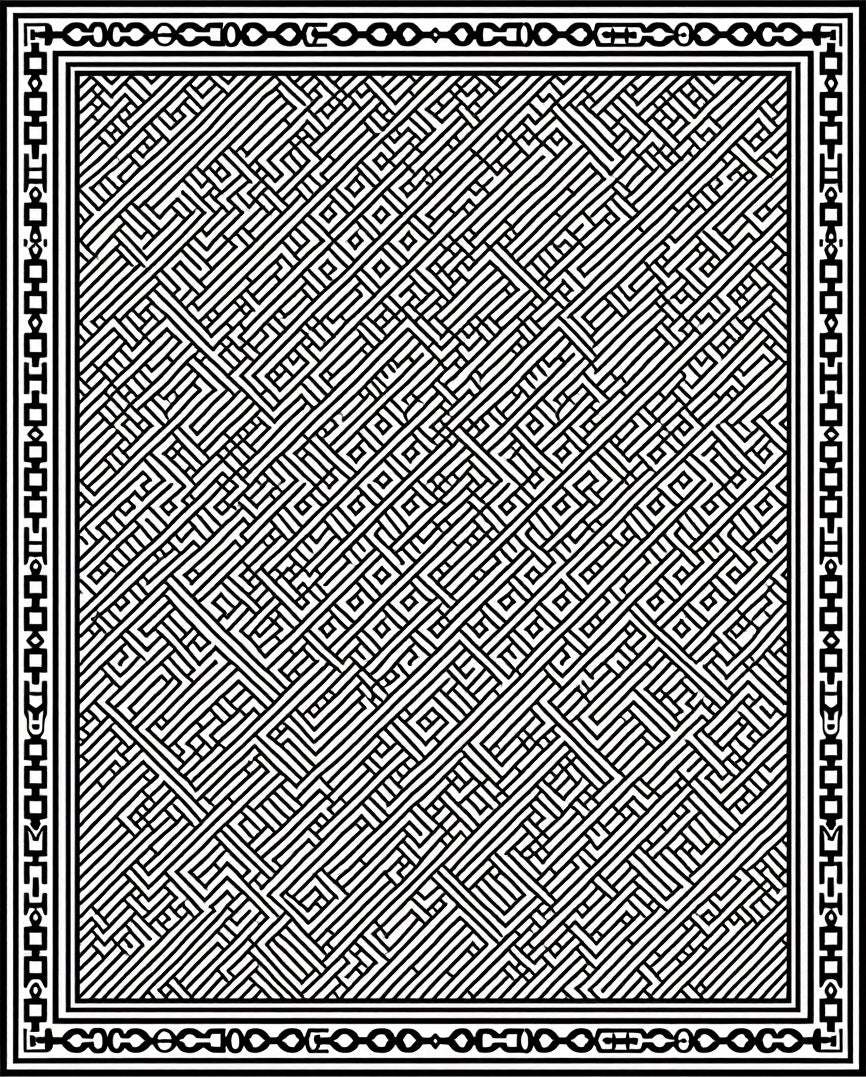 Intricate Geometric Maze Pattern Rug
