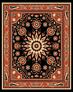Bold Red Orange Floral Mandala Rug
