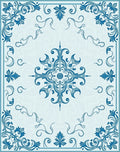 Elegant Blue Floral Scrollwork Pattern Rug