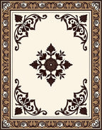 Classic Floral Scrollwork Border Rug