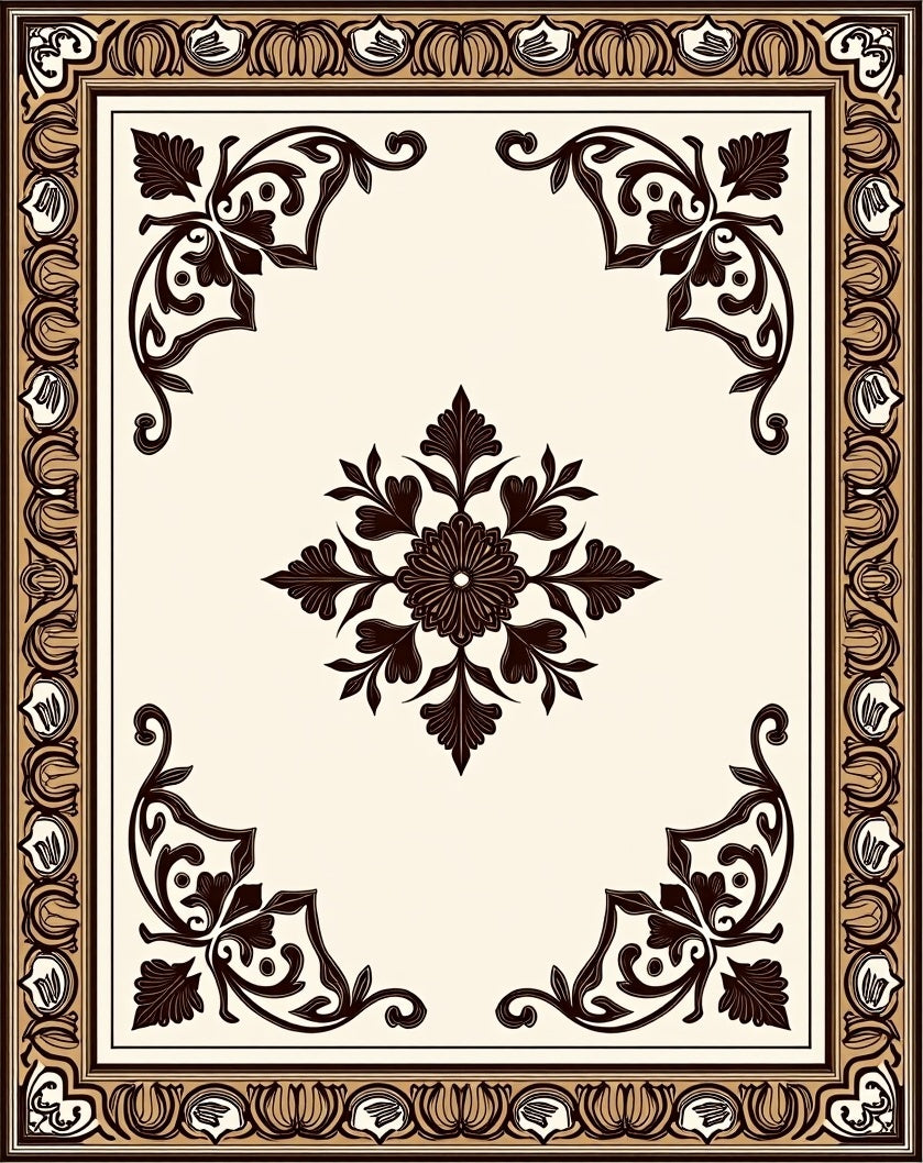Classic Floral Scrollwork Border Rug