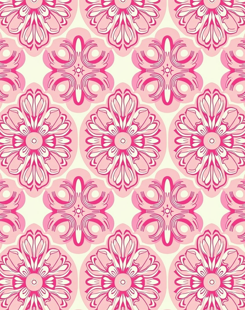 Pink Floral Medallion Pattern Rug