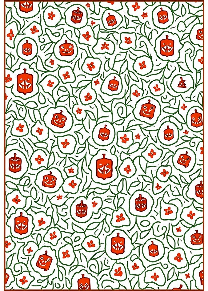 Orange Jack-o'-lantern Vine Whimsy Rug