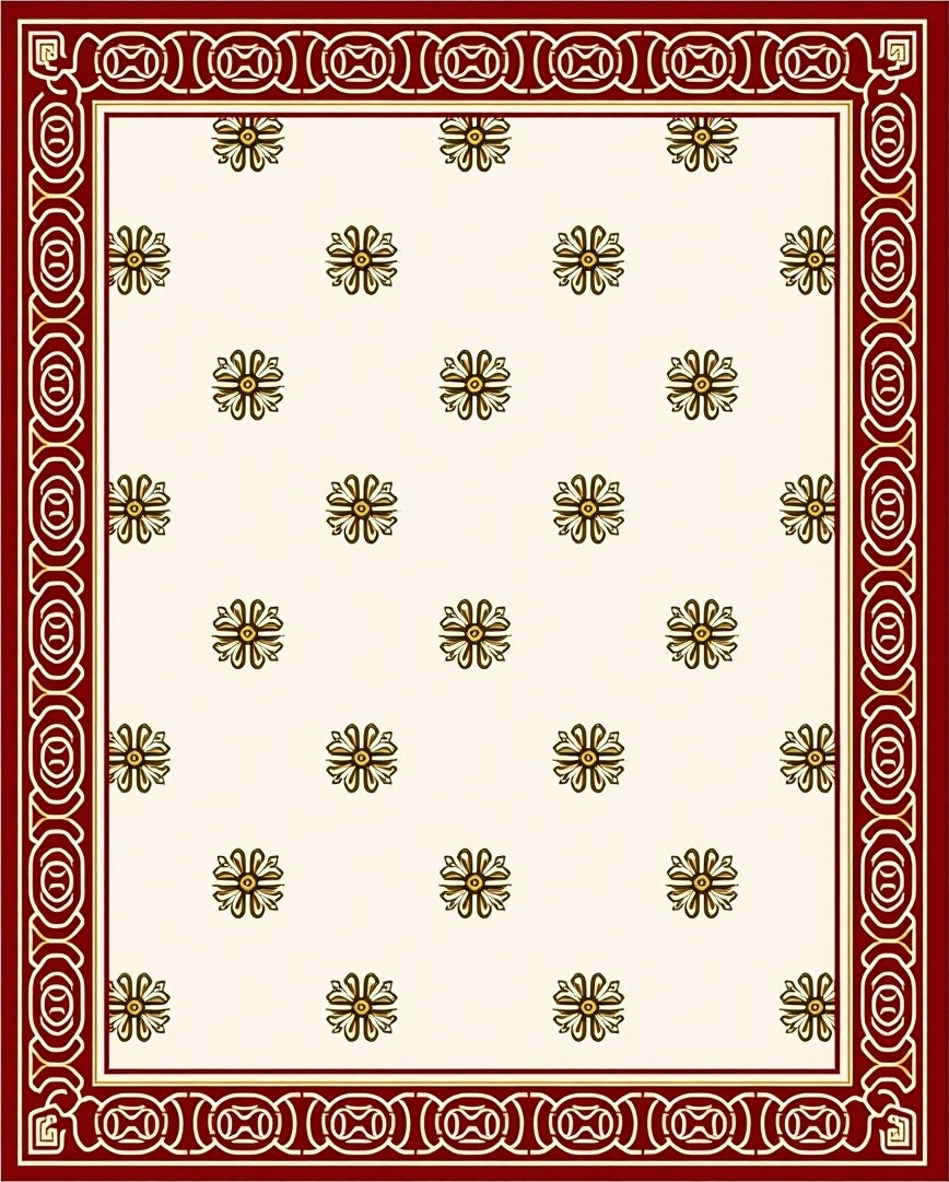 Floral Medallion Bordered Oriental Design Rug