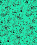 Black Floral Vines And Swirls Pattern Rug