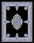 Ornate Blue White Scroll Pattern Rug