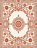 Intricate Red Floral Scroll Medallion Rug